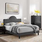 Soleil (Charcoal) Performance velvet upholstery queen bed in charcoal finish