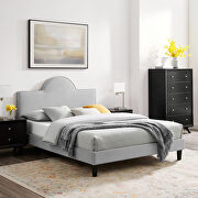 Performance velvet upholstery queen bed in light gray finish main photo