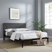 Upholstered platform bed in black/ gray finish main photo