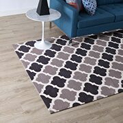 Charcoal/ black finish moroccan trellis area rug main photo