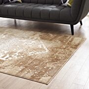 Distressed persian vintage medallion area rug in tan/ cream main photo
