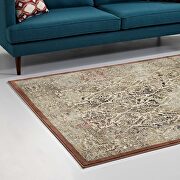 Tan/ walnut brown finish ornate turkish vintage area rug main photo