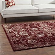 Distressed floral persian medallion area rug in burgundy and beige main photo