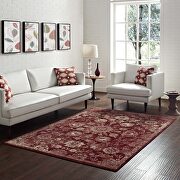 Burgundy and beige distressed floral persian medallion area rug main photo