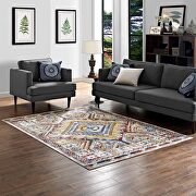 Multicolored distressed southwestern aztec stain resistant area rug main photo