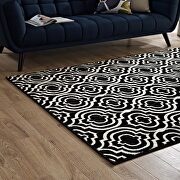 Transitional moroccan trellis area rug in black and white main photo
