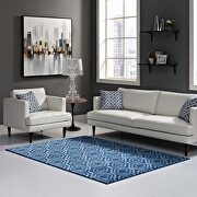 Frame 8x10 (Blue) Moroccan blue and light blue transitional moroccan trellis area rug
