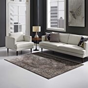 Rustic vintage ornate floral medallion area rug in antique light and dark brown main photo