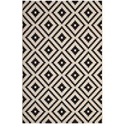 Geometric diamond trellis indoor and outdoor area rug in black/ beige main photo