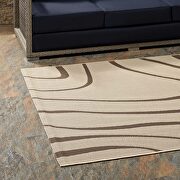 Surge 5x8 Swirl abstract indoor and outdoor area rug in light and dark beige