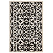 Ariana (Black/ Beige) 9x12 Black and beige inside/outside vintage floral pattern area rug