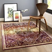 Multicolored transitional distressed vintage floral persian medallion area rug main photo