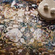 Distressed finish vintage floral moroccan trellis area rug main photo