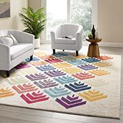 Multicolored finish abstract floral design area rug main photo