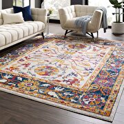 Samira 8x10 (Multicolored) Multicolored distressed finish vintage floral persian medallion area rug