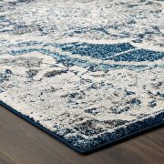Malia 8x10 (Ivory/ Blue) Distressed vintage floral persian medallion area rug in ivory/ blue finish
