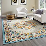 Multicolored distressed floral persian medallion indoor and outdoor area rug main photo
