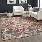 Azalea 8x10 Multicolored distressed finish vintage floral lattice area rug