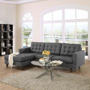 Gray upholstered fabric retro-style sectional sofa