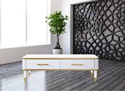 White / gold plated elegant glam style coffee table main photo