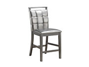 P2485 II Metallic gray faux leather upholstered counter height chair