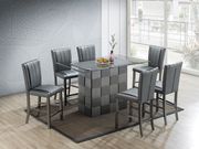 Checker base rectangular glass top gray table