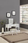 Modern stylish vanity set w/ stool in white main photo