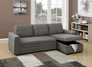 Gray fabric storage sectional w/ bed option