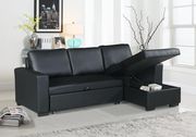 Black faux leather sofa w/ bed option
