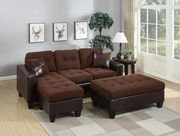 Brown small 2 pcs sectional sofa and ottoman set main photo