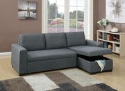Convertible gray/blue sectional sofa w/ storage main photo