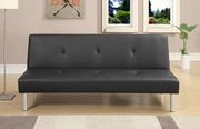 Black faux leather sofa bed in casual style main photo