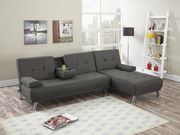 Casual style slate gray sofa bed with optional chaise lounge main photo