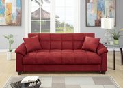 Red microfiber adjustable sofa bed