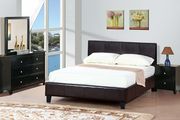 14-slat modern bed in dark brown faux leather main photo