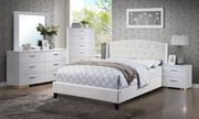 White bonded leather king size bed main photo