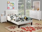 White twin bed in faux leather w/ platform main photo