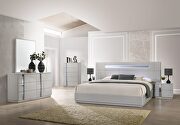 Minimal design gray lacquer bed w/ platform main photo