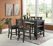 P2488-I Charcoal solid acacia wood counter height table w/storage