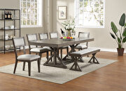 P2577-I Casual family size gray finish dining table w/ leaf