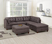 P6444 I Dark brown leather-like fabric 6-pcs sectional set
