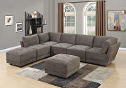 P6561 Charcoal waffle suede 7-pcs sectional set