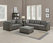 P6566 III Antique gray leather-like fabric 6-pcs sectional set