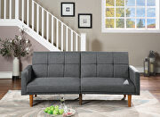Blue gray polyfiber adjustable sofa bed in gray main photo