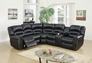 P86612 Black bonded leather power motion 3-pc reclining sectional sofa