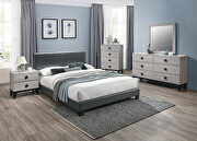 Gray faux leather upholstery queen bed