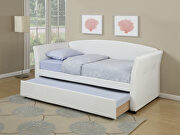 White faux leather day bed w/trundle main photo