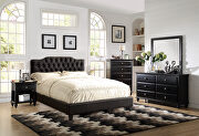 Black faux leather upholstery hb king size bed main photo