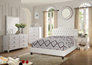 White faux leather upholstery king bed main photo