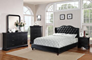 Black faux leather upholstery queen bed w/ curved headboard main photo